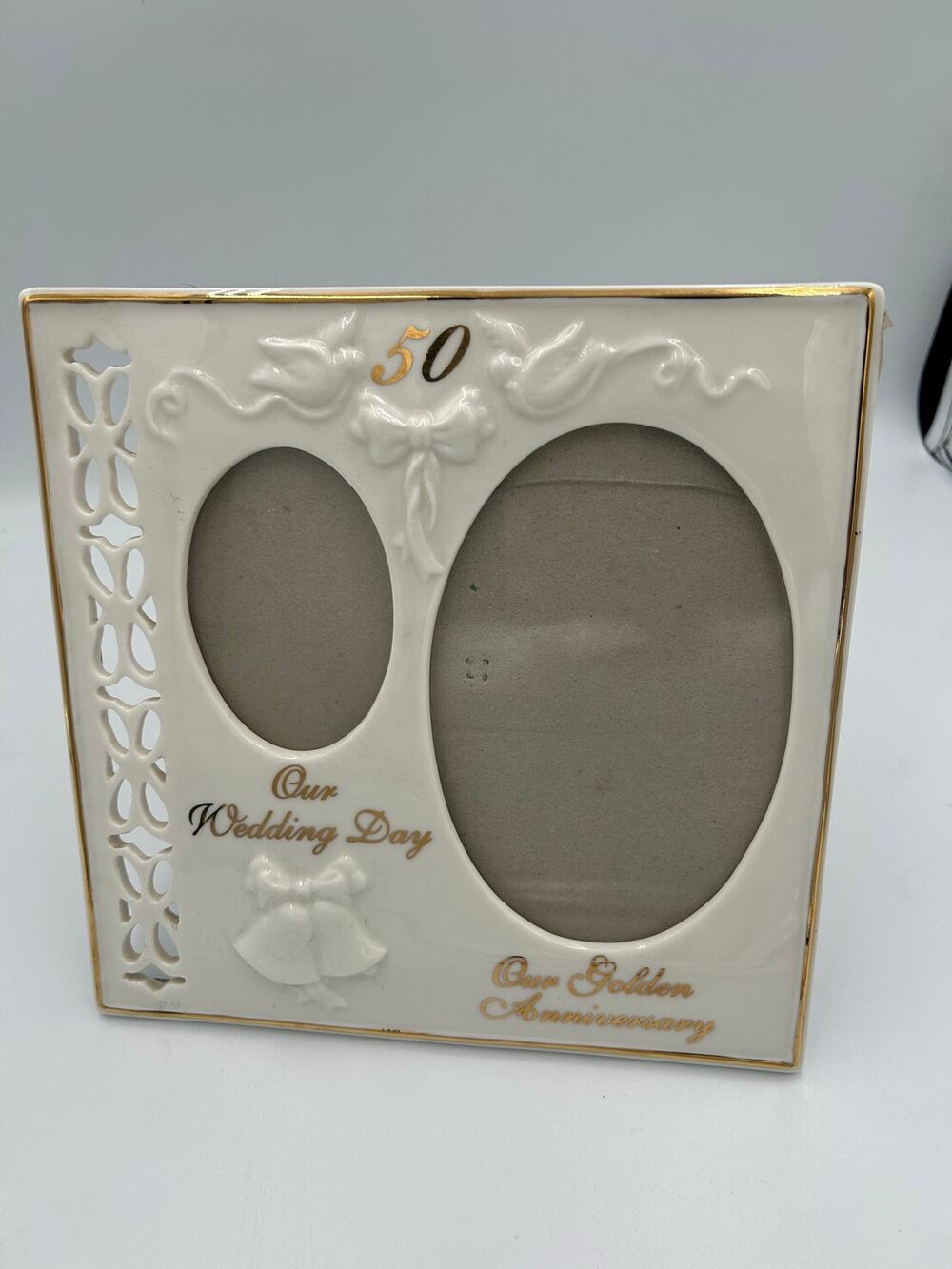 Vintage Russ 50th Golden Wedding Anniversary Double Picture Frame
